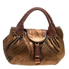 Used Fendi Bronze Holographic Fortuny Leather Spy Bag