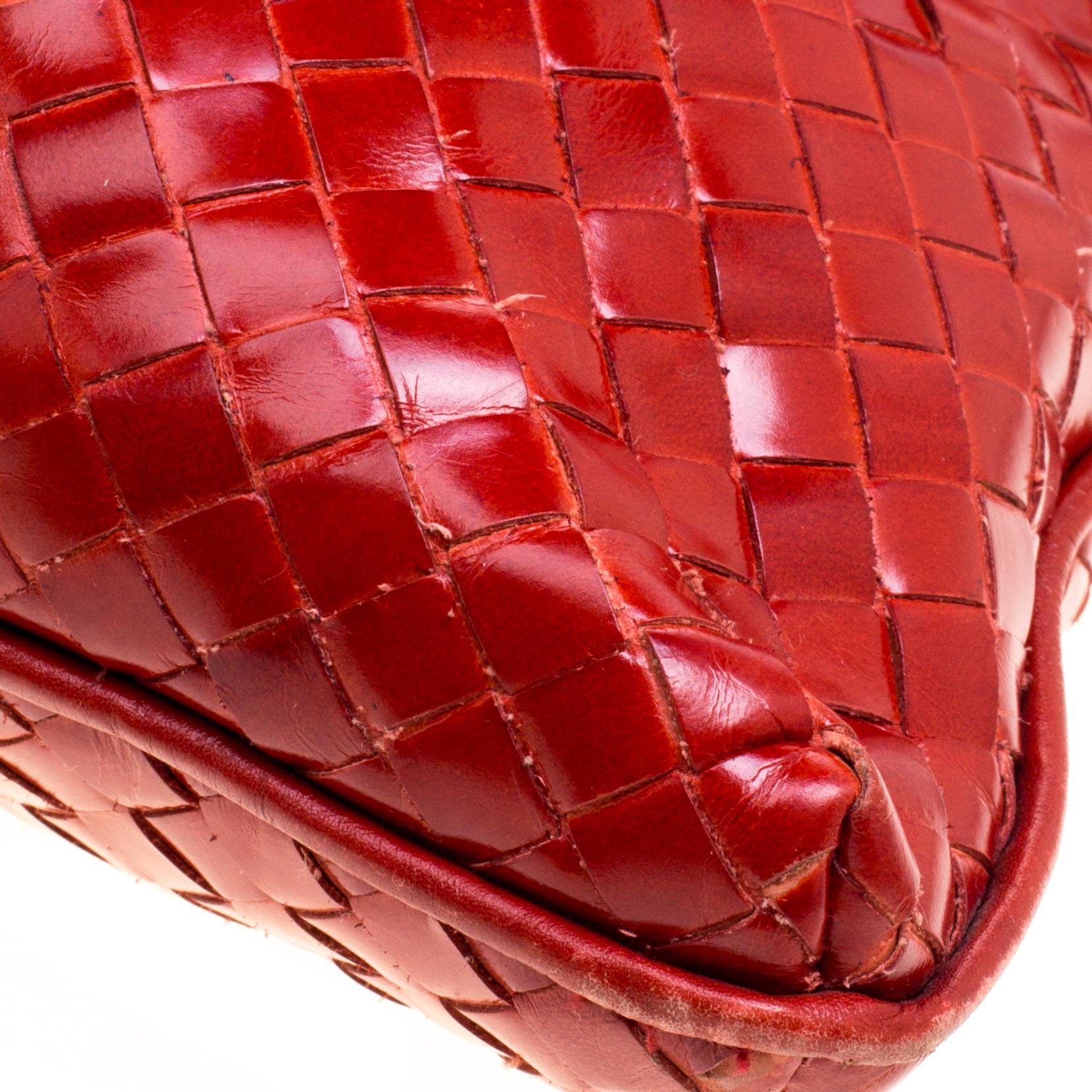 Bottega Veneta Metallic Red Liquid Stripe Intrecciato Leather Oversized Tote 4