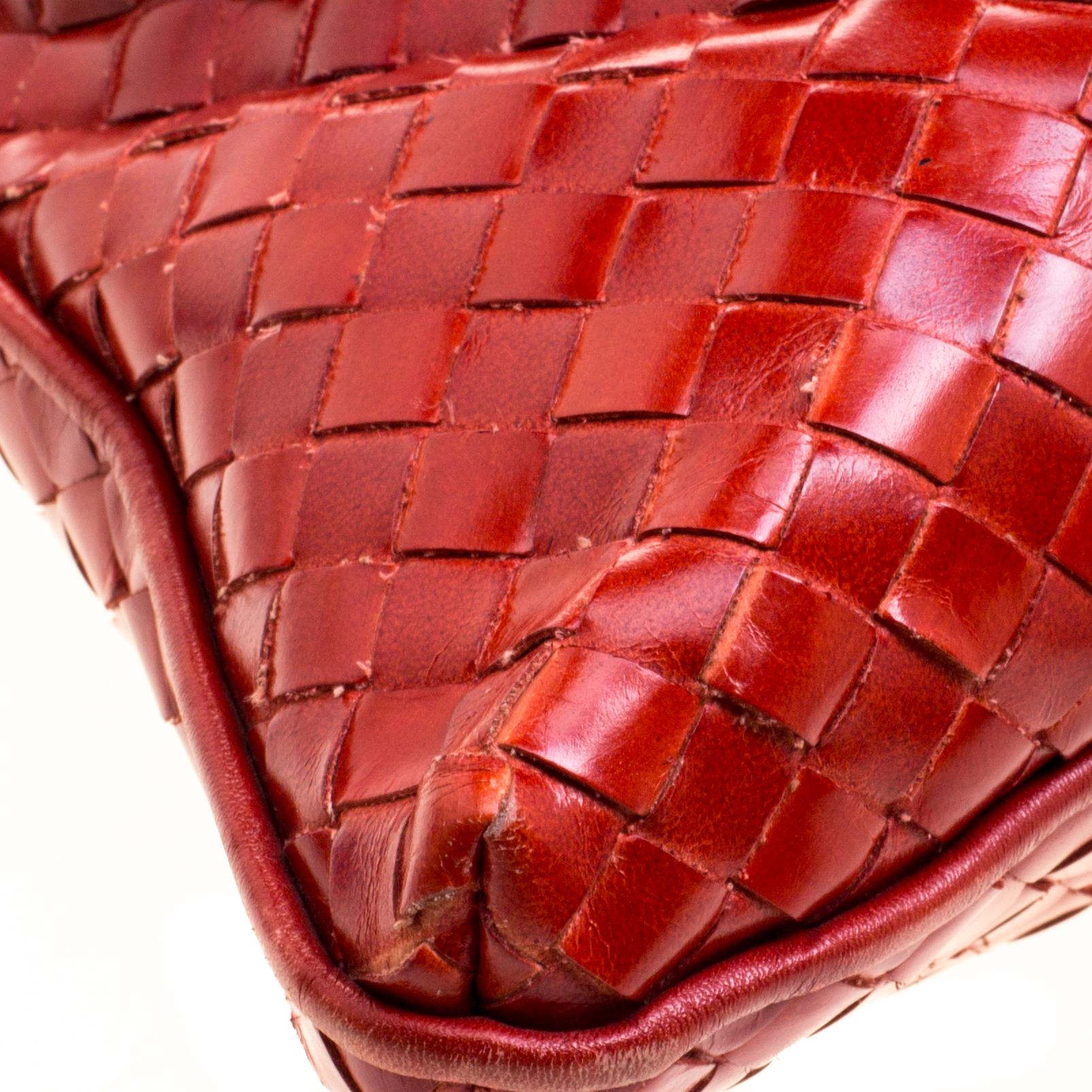 Bottega Veneta Metallic Red Liquid Stripe Intrecciato Leather Oversized Tote 8