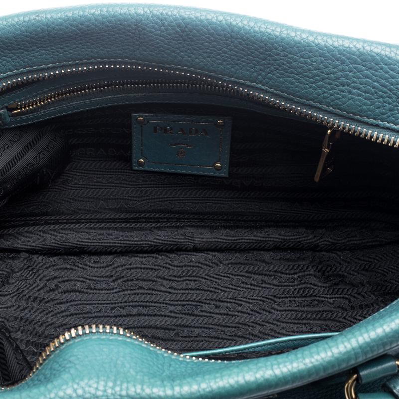 Prada Teal Green Vitello Daino Leather Convertible Boston Bag 5