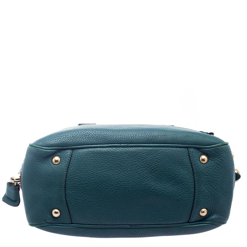 Prada Teal Green Vitello Daino Leather Convertible Boston Bag 4