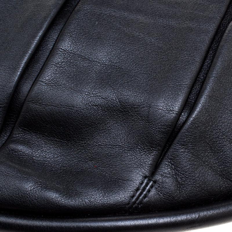 Women's Bally Black Pleated Leather Multi Zip Hobo