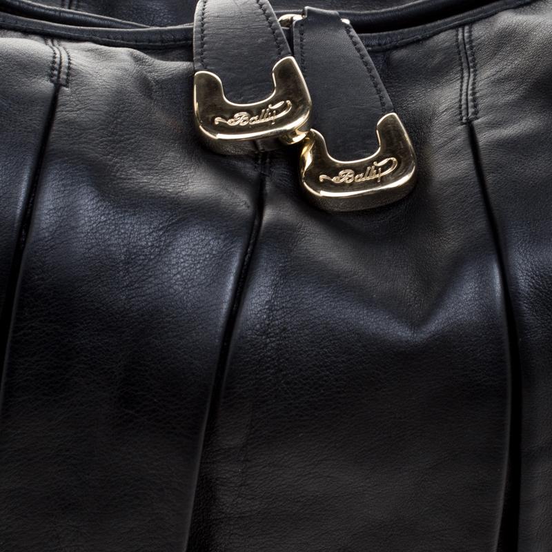 Bally Black Pleated Leather Multi Zip Hobo 3