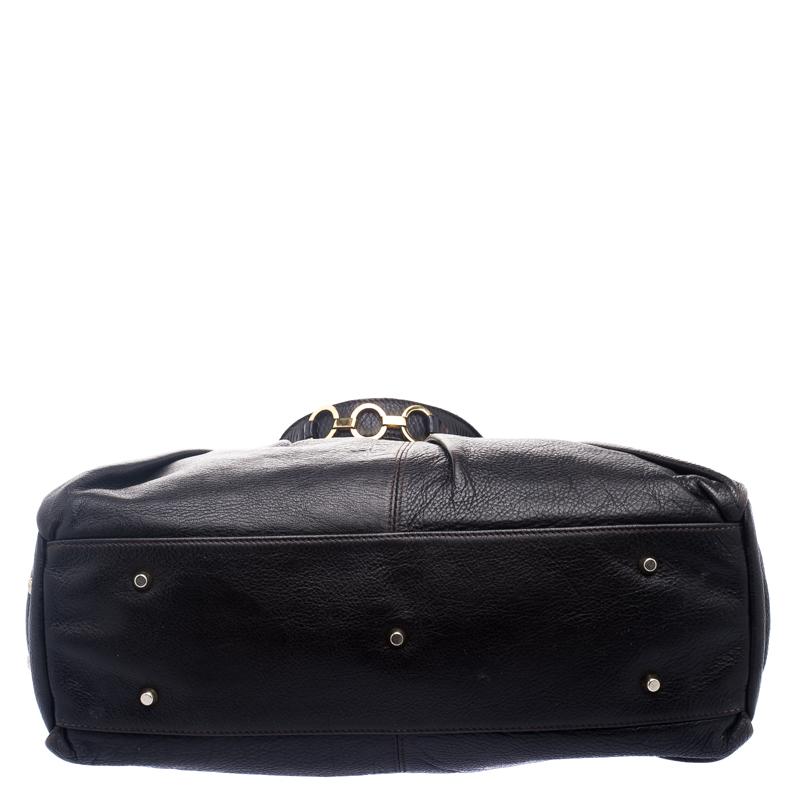 Roberto Cavalli Dark Brown Pleated Leather Dome Bag 1