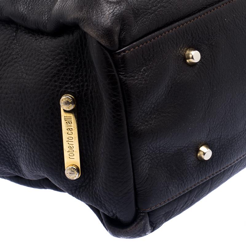 Roberto Cavalli Dark Brown Pleated Leather Dome Bag 3