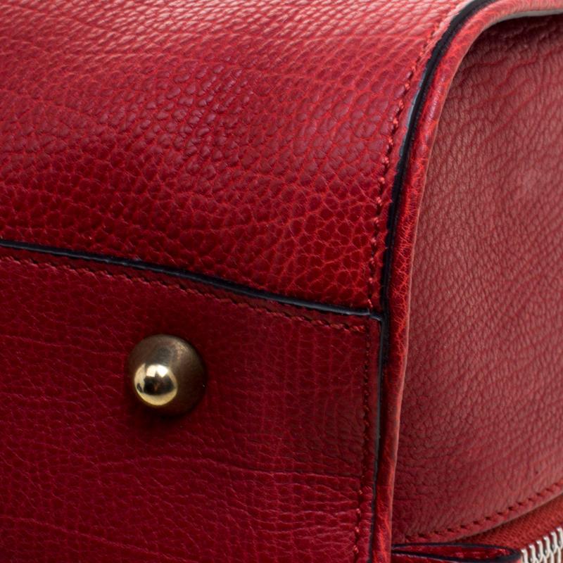 Chloé Red Leather Aurore Satchel In Good Condition In Dubai, Al Qouz 2