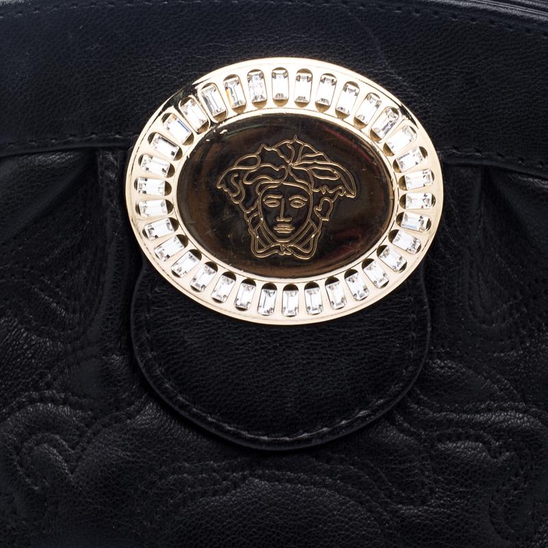 Versace Black Leather Frame Clutch 3