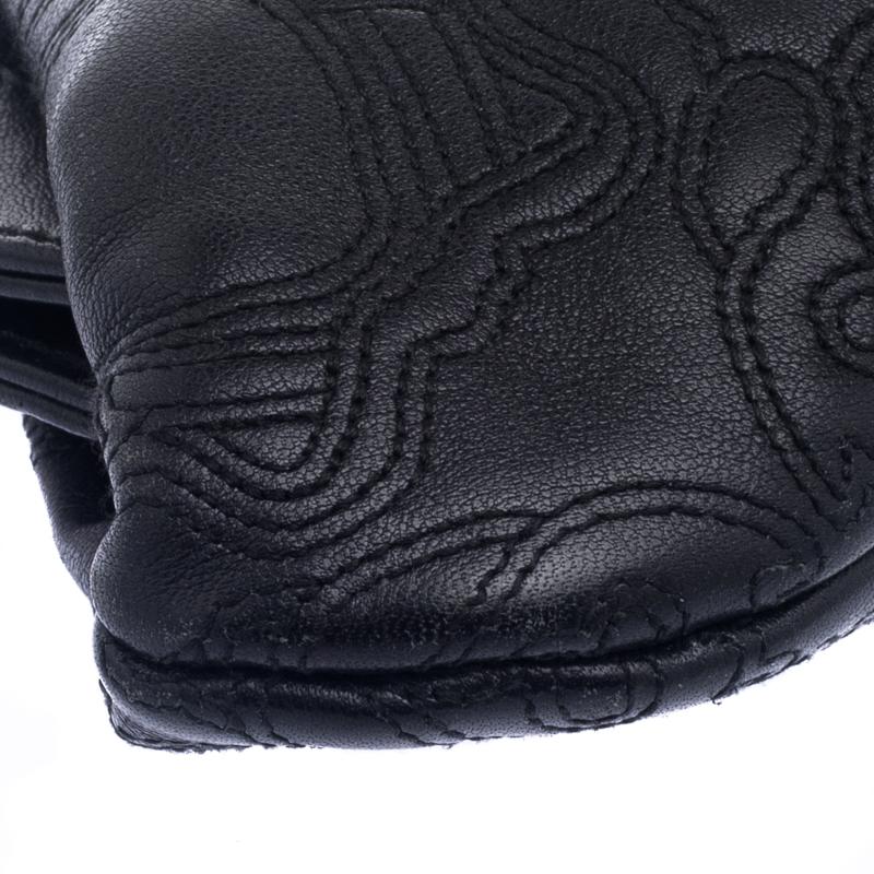 Women's Versace Black Leather Frame Clutch