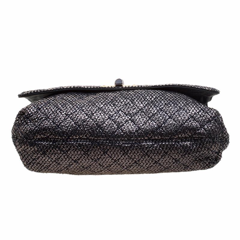 Lanvin Metallic Grey Quilted Ceramic Effect Leather Happy Shoulder Bag 6