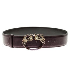 Gucci Metallic Purple Leather Tom Ford Dragon Belt 95cm