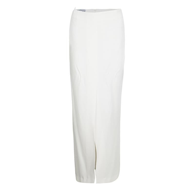Women's Gianfranco Ferre Cream Cutout Back Detail Blazer and Maxi Skirt Suit S