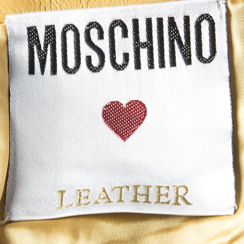 Women's Moschino Mustard High Waist Leather Skirt M