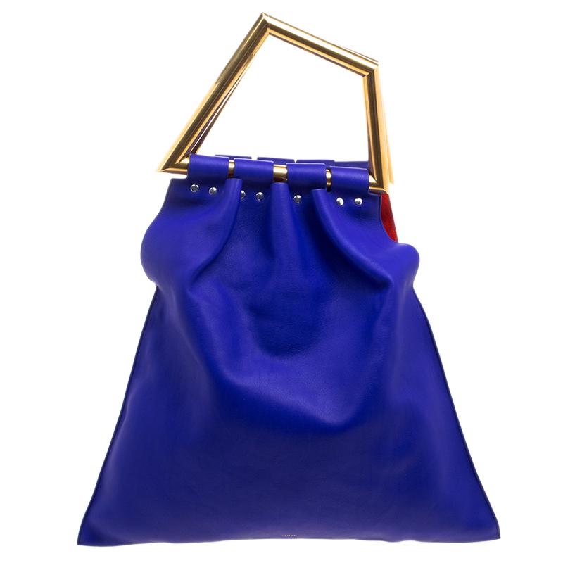 Celine Indigo Leather Open Triangle Bag