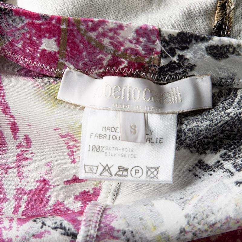 Roberto Cavalli Multicolor Printed Denim Jacket, Crop Top and Maxi Skirt Set S 4