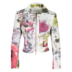 Roberto Cavalli Multicolor Printed Denim Jacket, Crop Top and Maxi Skirt Set S