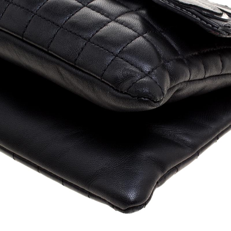 Chanel Black Square Quilted Leather Camellia No.5 Shoulder Bag 2