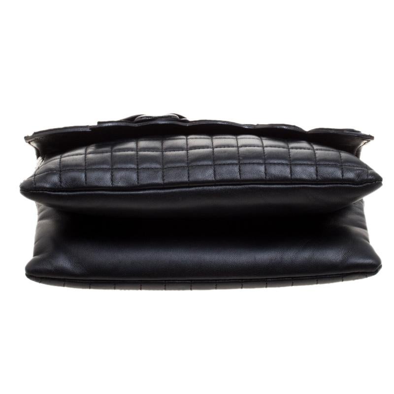 Chanel Black Square Quilted Leather Camellia No.5 Shoulder Bag 4