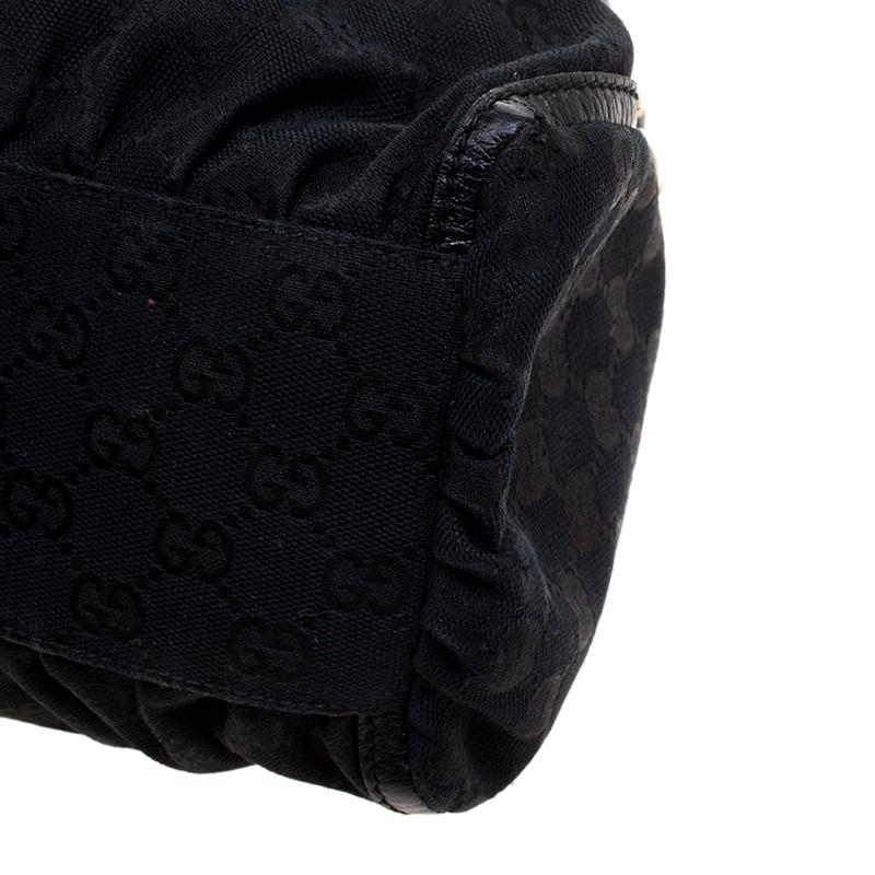 Women's Gucci Black GG Canvas Small D Ring Shoulder Bag