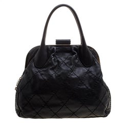 Chanel Black Quilted Leather Wild Stitch Tote