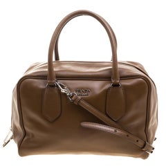 Prada Brown Soft Leather Double Satchel