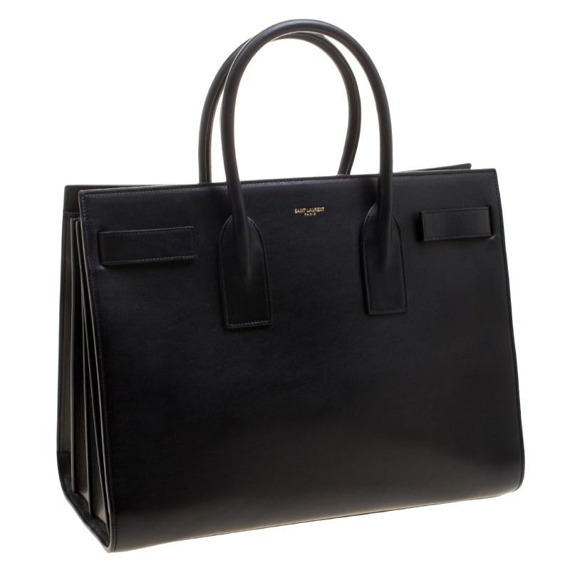 Women's Saint Laurent Black Leather Large Classic Sac De Jour Tote