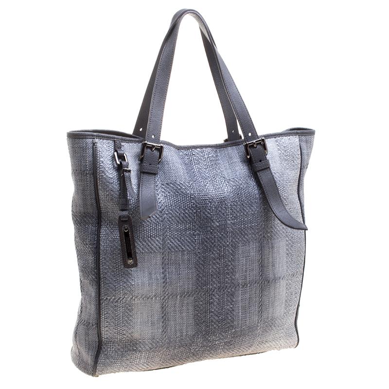 Burberry Grey Raffia Shopper Tote 5