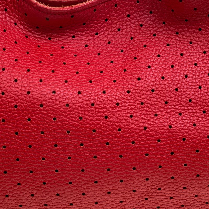 Bottega Veneta Red Perforated Leather Campana Hobo 7