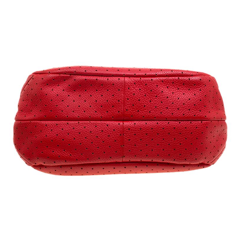 Bottega Veneta Red Perforated Leather Campana Hobo 2
