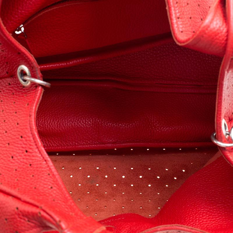 Bottega Veneta Red Perforated Leather Campana Hobo 4