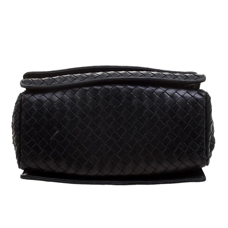 Bottega Veneta Black Intrecciato Leather Braided Handle Flap Shoulder Bag 2