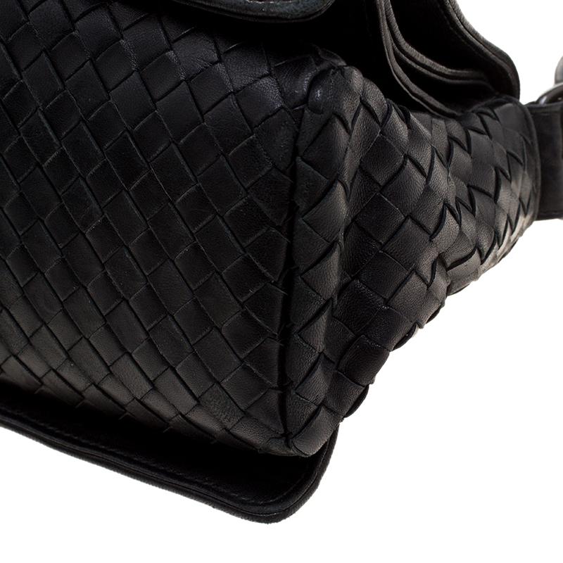Bottega Veneta Black Intrecciato Leather Braided Handle Flap Shoulder Bag 7