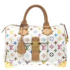 Weißes mehrfarbiges Monogramm Canvas Speedy 30 von Louis Vuitton