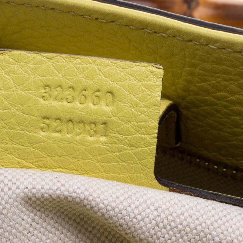 Gucci Yellow Leather Bamboo Top Handle Shopper Tote 2