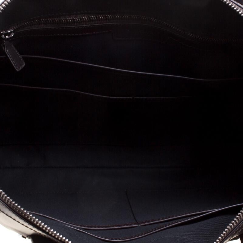 Bvlgari Dark Brown Leather Briefcase Bag In Good Condition In Dubai, Al Qouz 2