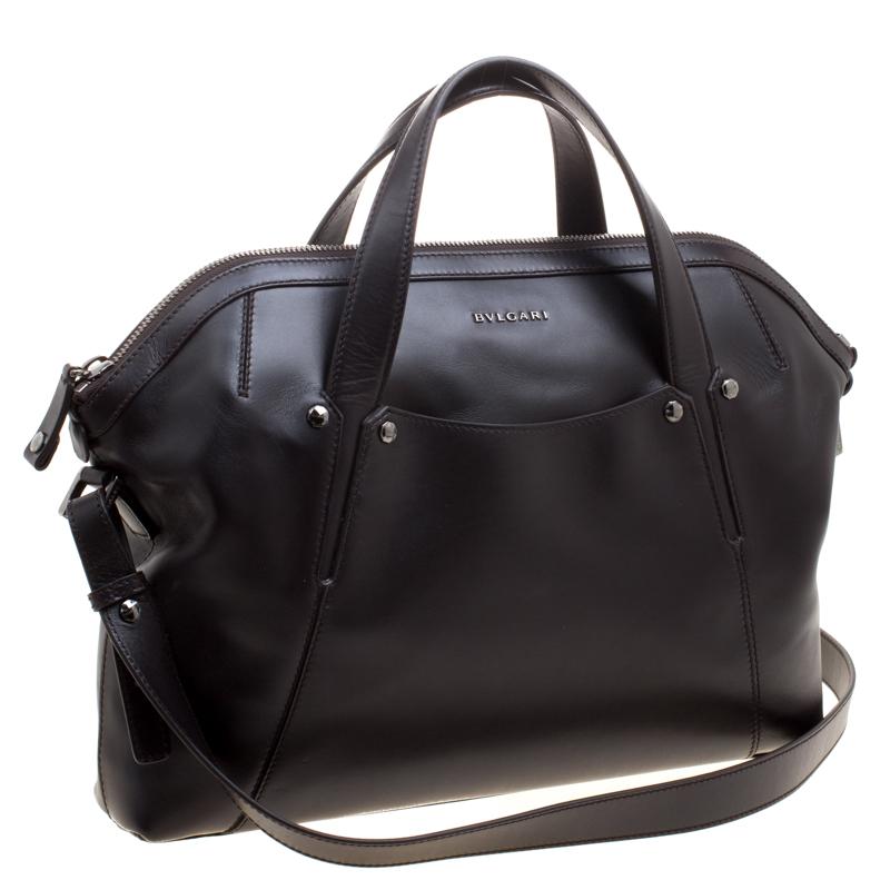 Bvlgari Dark Brown Leather Briefcase Bag 1