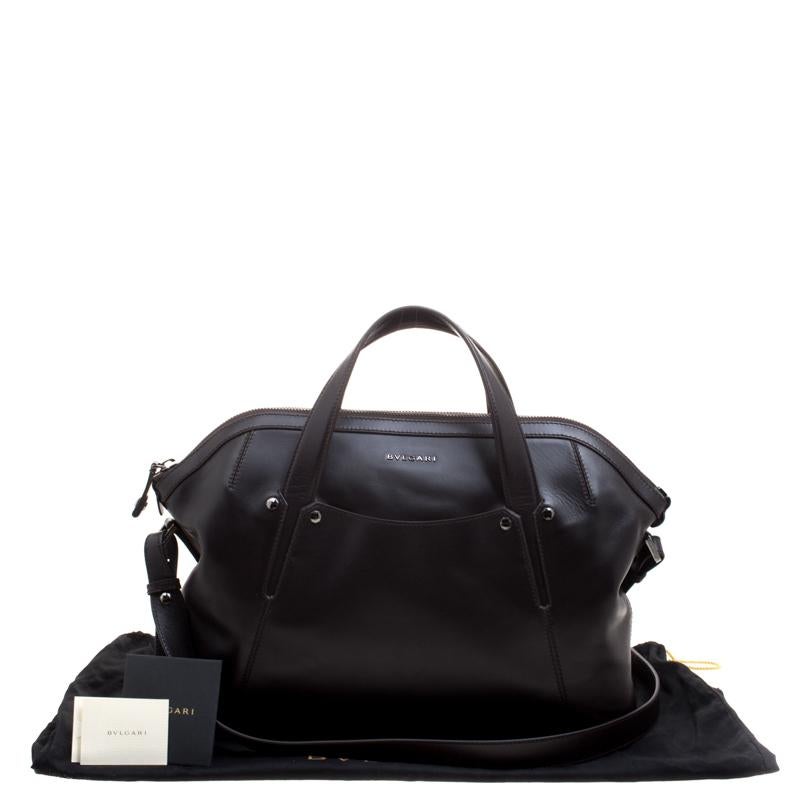 Bvlgari Dark Brown Leather Briefcase Bag 3