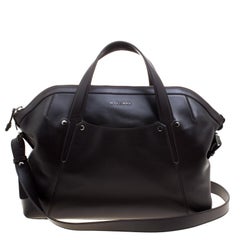 Used Bvlgari Dark Brown Leather Briefcase Bag