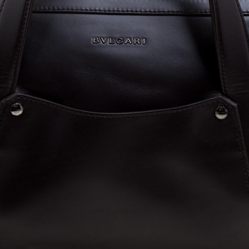 Bvlgari Dark Brown Leather Briefcase Bag 5