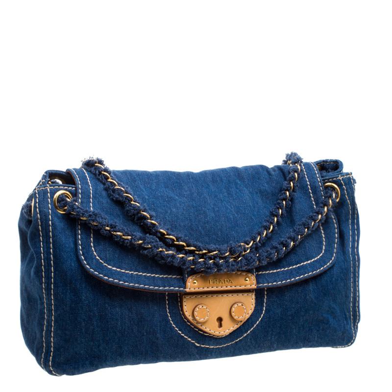 Prada Blue Denim Shoulder Bag 1
