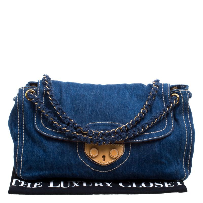 Prada Blue Denim Shoulder Bag 5