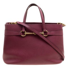 Gucci Light Burgundy Leather Bright Bit Jasmine Top Handle Bag