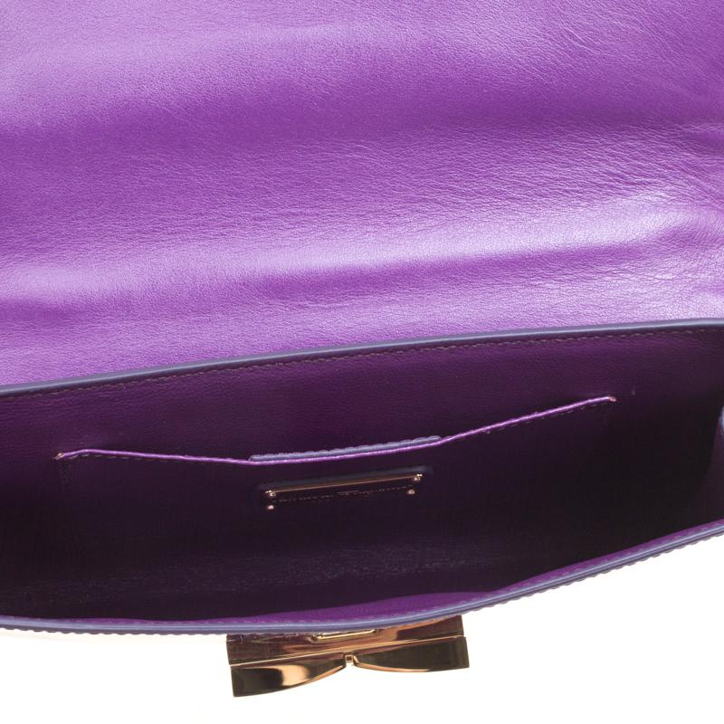 Salvatore Ferragamo Purple Patent Leather Shoulder Bag 4