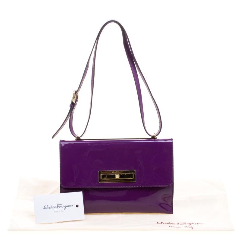 Salvatore Ferragamo Purple Patent Leather Shoulder Bag 1
