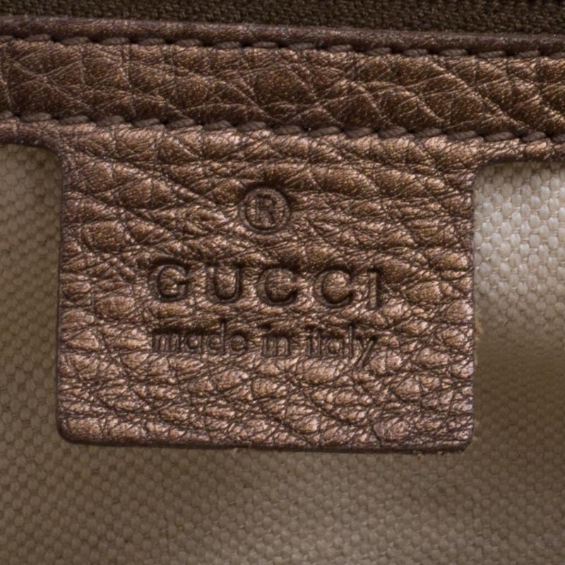 Gucci Beige/Metallic Dark Beige Canvas and Leather Medium 1973 Top Handle Bag 1