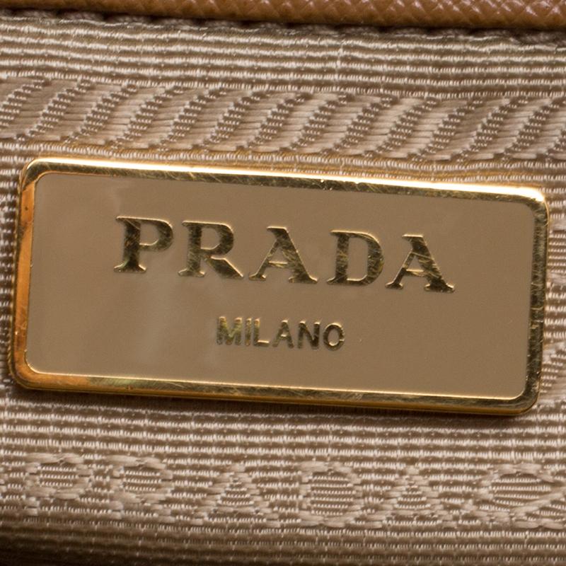 Women's Prada Caramel Saffiano Lux Leather Large Double Zip Tote
