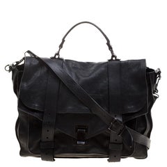 Proenza Schouler Black Leather Large PS1 Top Handle Bag