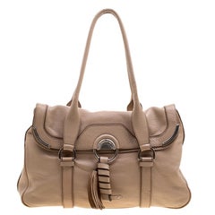 Celine Beige Leather Boston Bag
