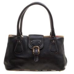 Burberry Black Leather Buckle Tote