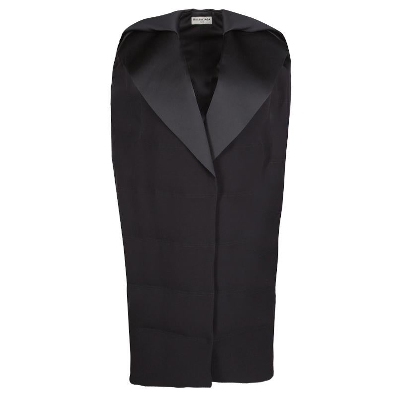 Balenciaga Black Gilet Zip Front Sleeveless Long Jacket S