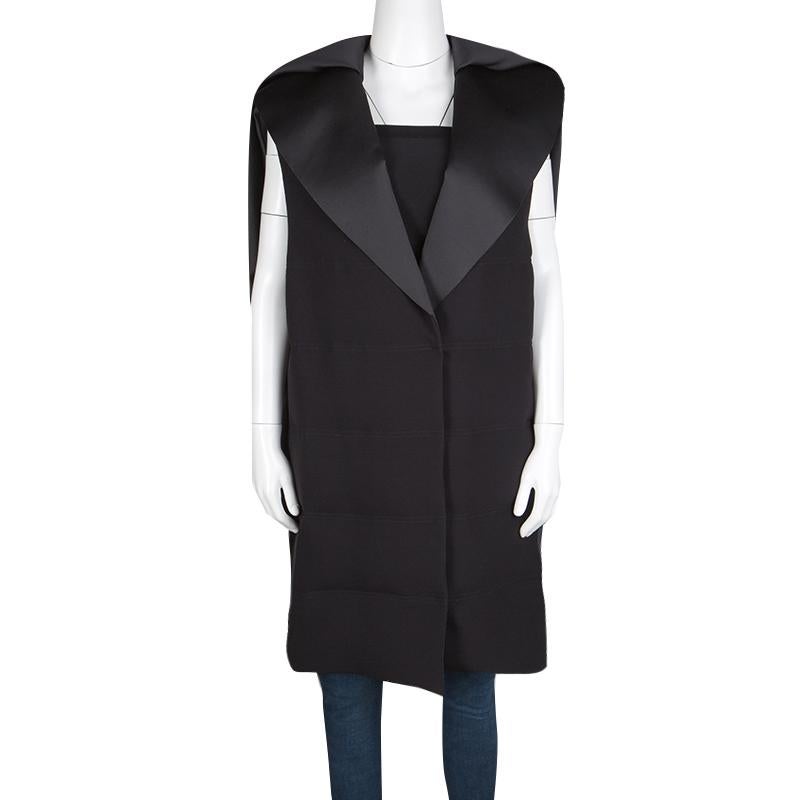 Balenciaga Black Gilet Zip Front Sleeveless Long Jacket S In Good Condition In Dubai, Al Qouz 2